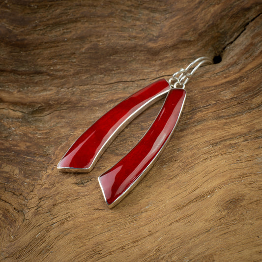 Sterling Silver Long Dangle Earrings With Jewel, 38mm