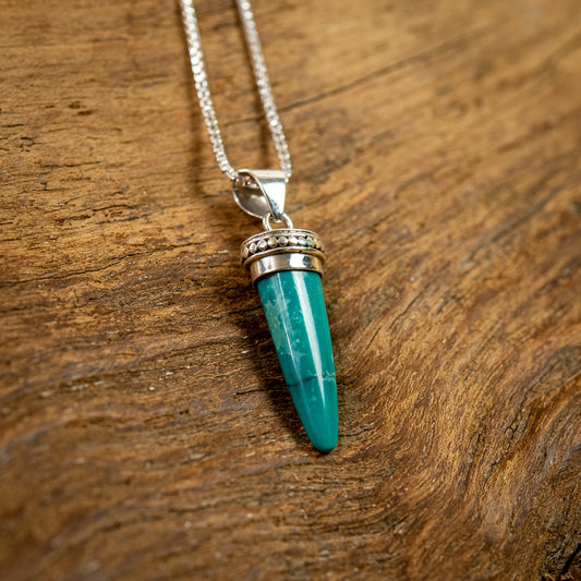 Sterling Silver Half-Oval Shape Pendant With Turquoise, 18mm