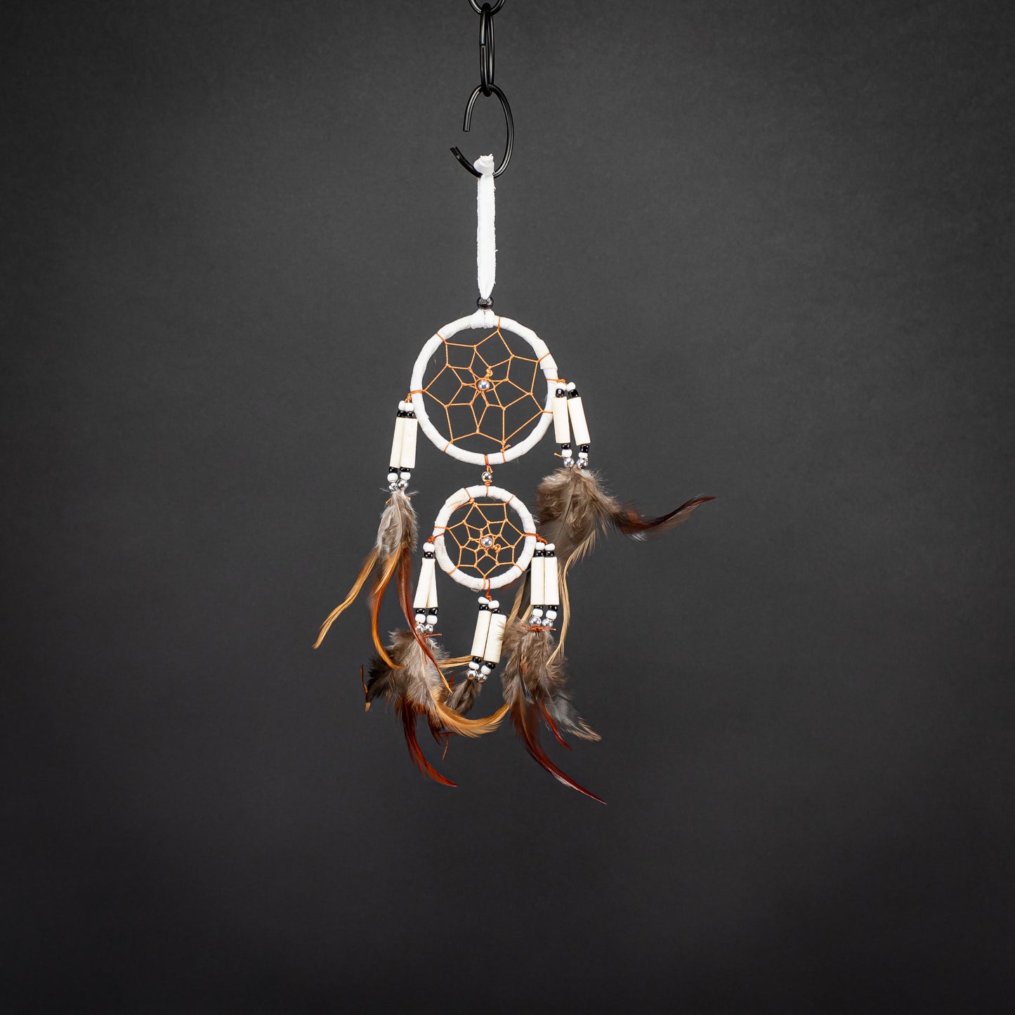 Boho Dreamcatcher With Double Ring & Handmade Feather