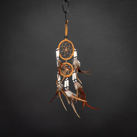 Boho Dreamcatcher With Double Ring & Handmade Feather
