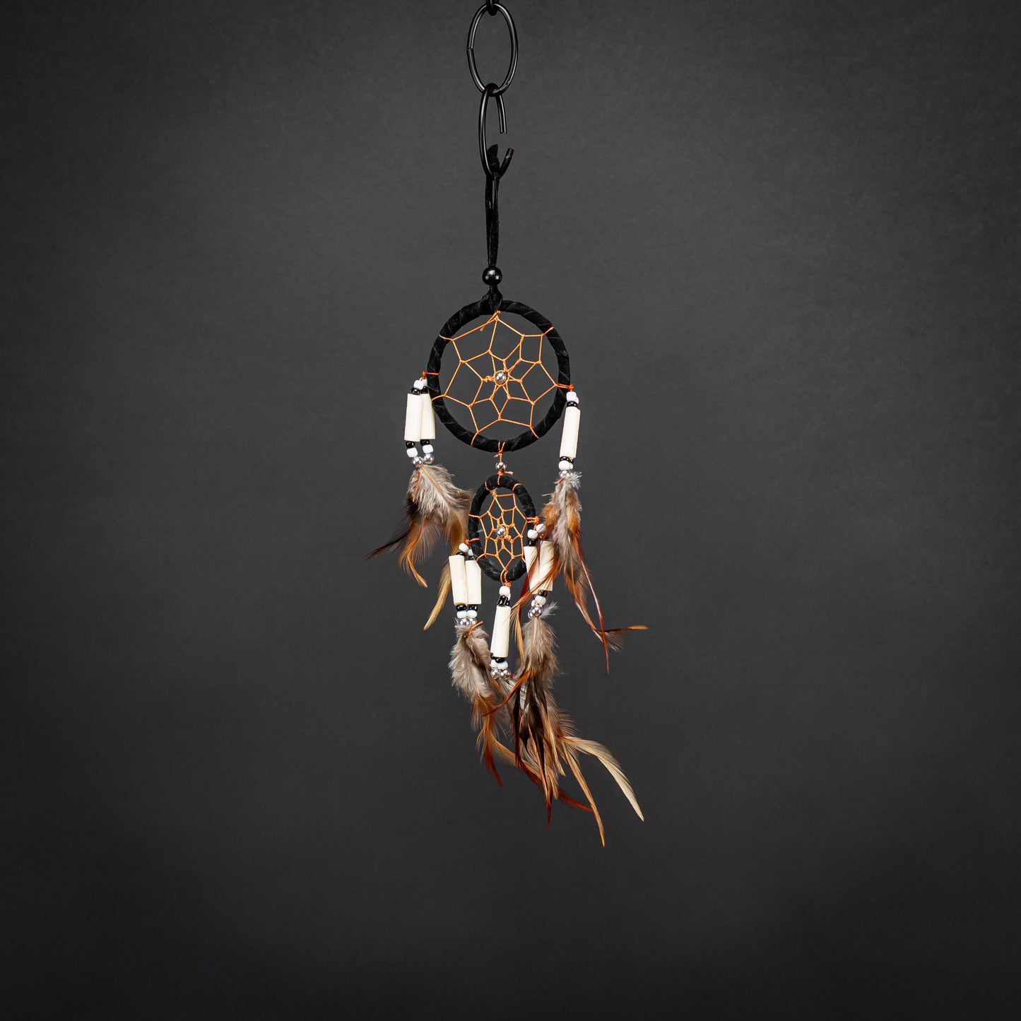 Boho Dreamcatcher With Double Ring & Handmade Feather