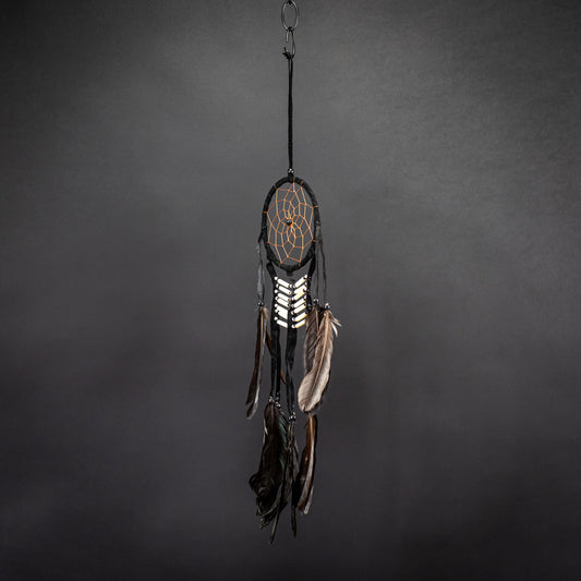 Black Boho Dreamcatcher & Handmade Feather