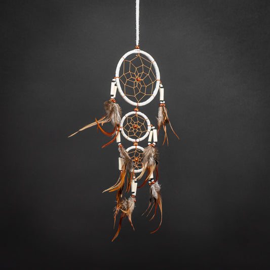 Boho Dreamcatcher With Triple Ring & Handmade Feather