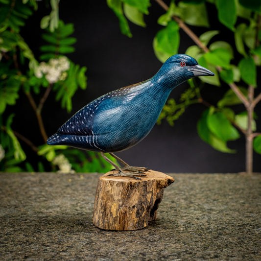 Hand Made Hand Painted Wooden Sculpture of a Black Rail