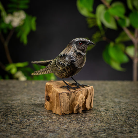 Hand Made Hand Painted Wooden Sculpture of a Eastern Whip-Poor-Will