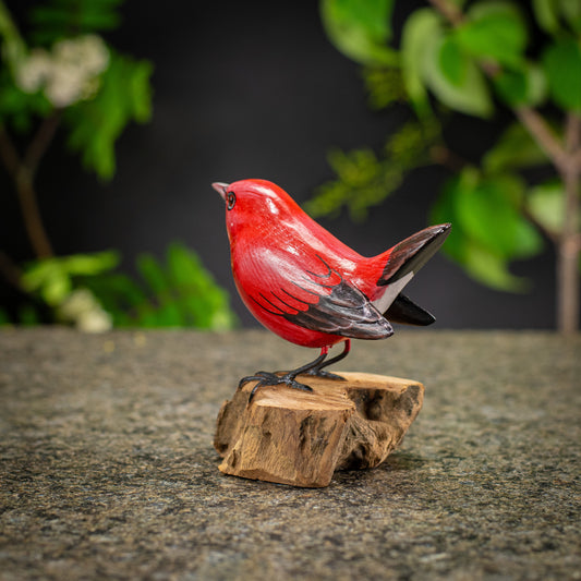 Hand Made Hand Painted Wooden Sculpture of a Apapane
