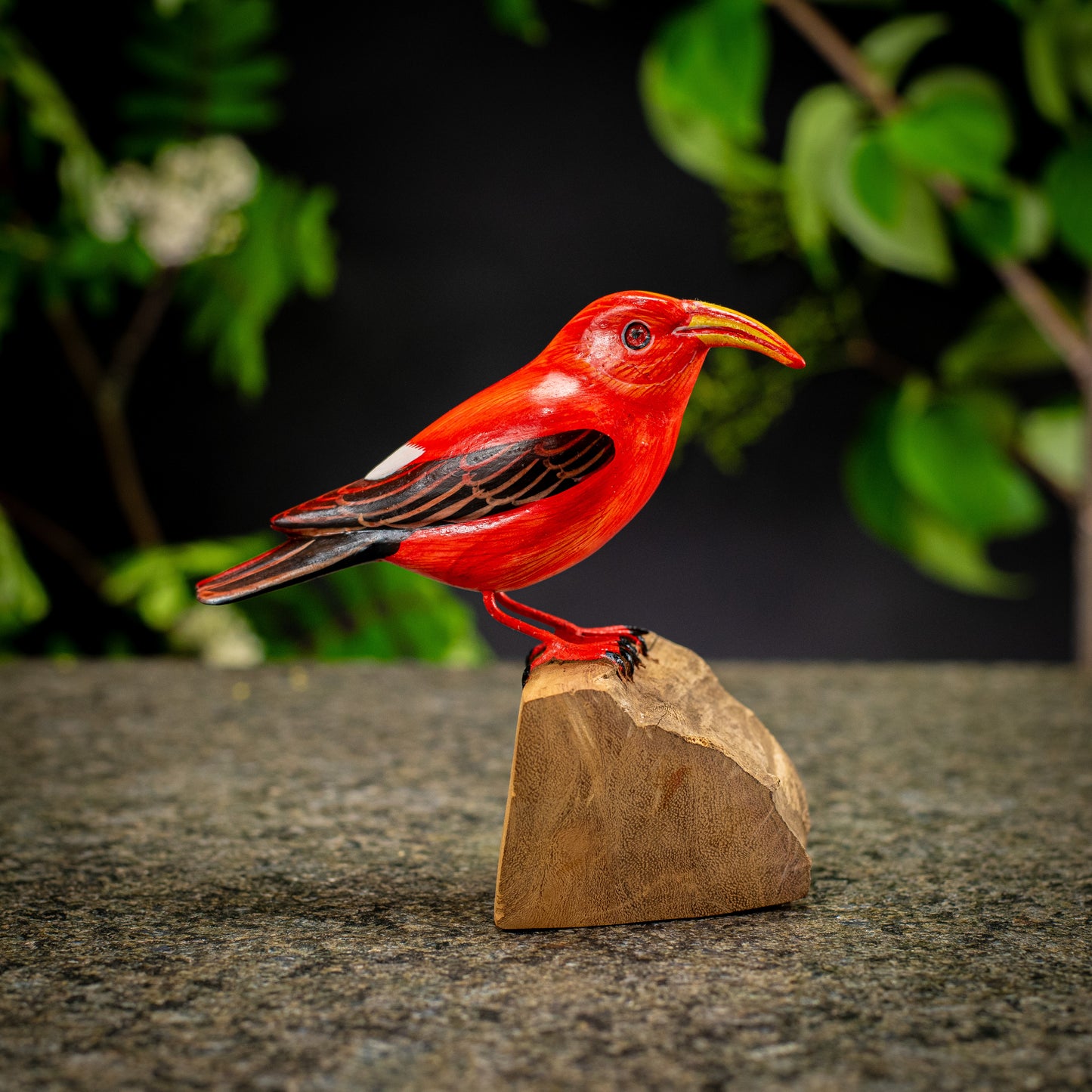 Hand Made Hand Painted Wooden Sculpture of a Hawaiian Honeycreeper