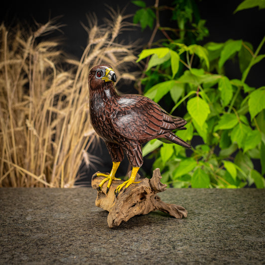 Hand Made Hand Painted Wooden Sculpture of a Golden Eagle