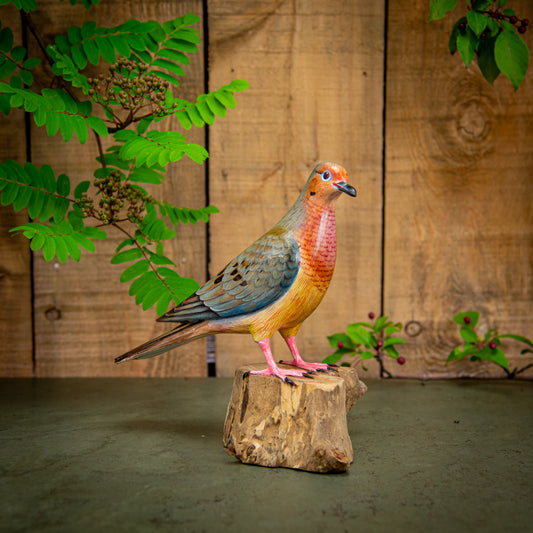 Hand Made Hand Painted Wooden Sculpture of a Morning Dove