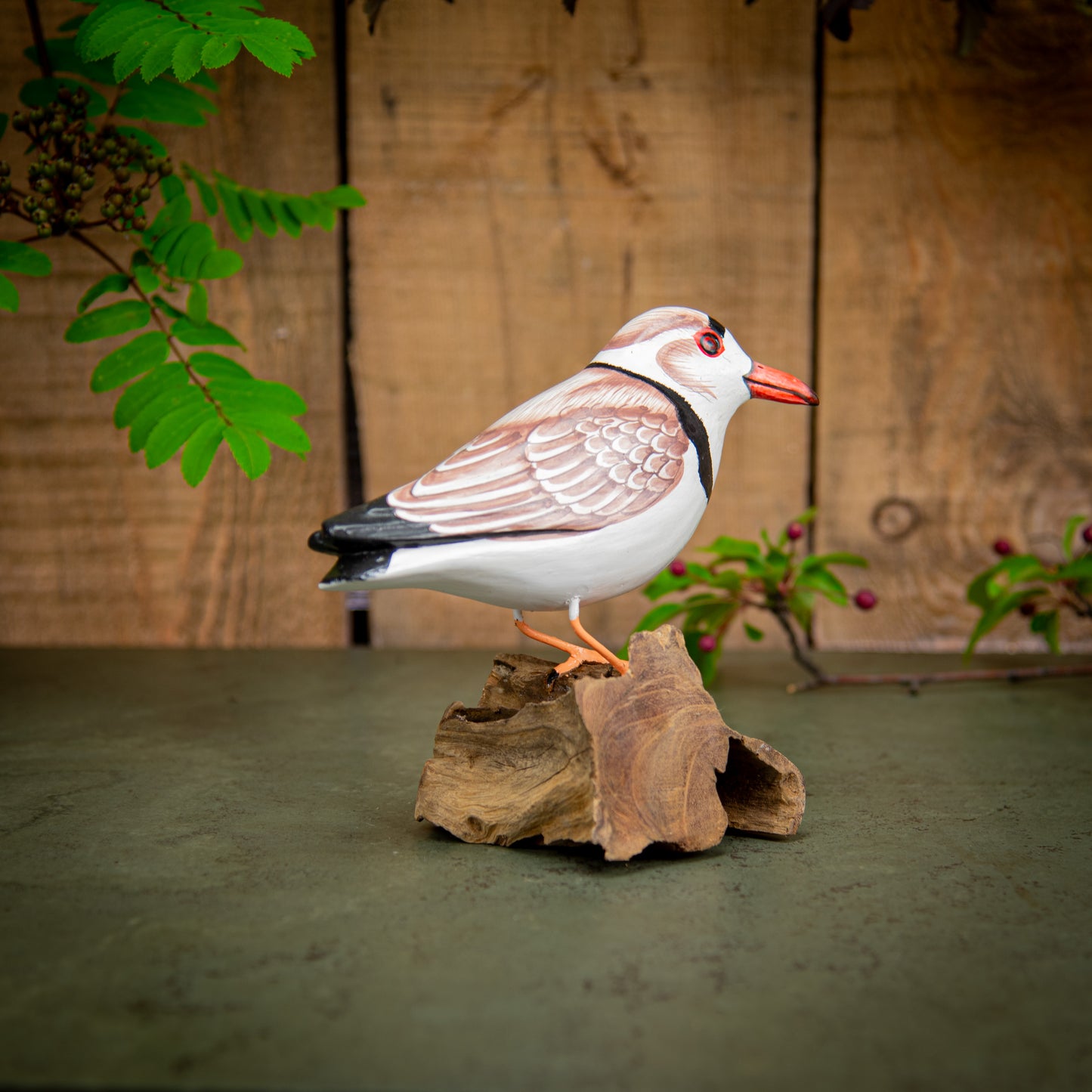 Hand Made Hand Painted Wooden Sculpture of a Magellanic Plover