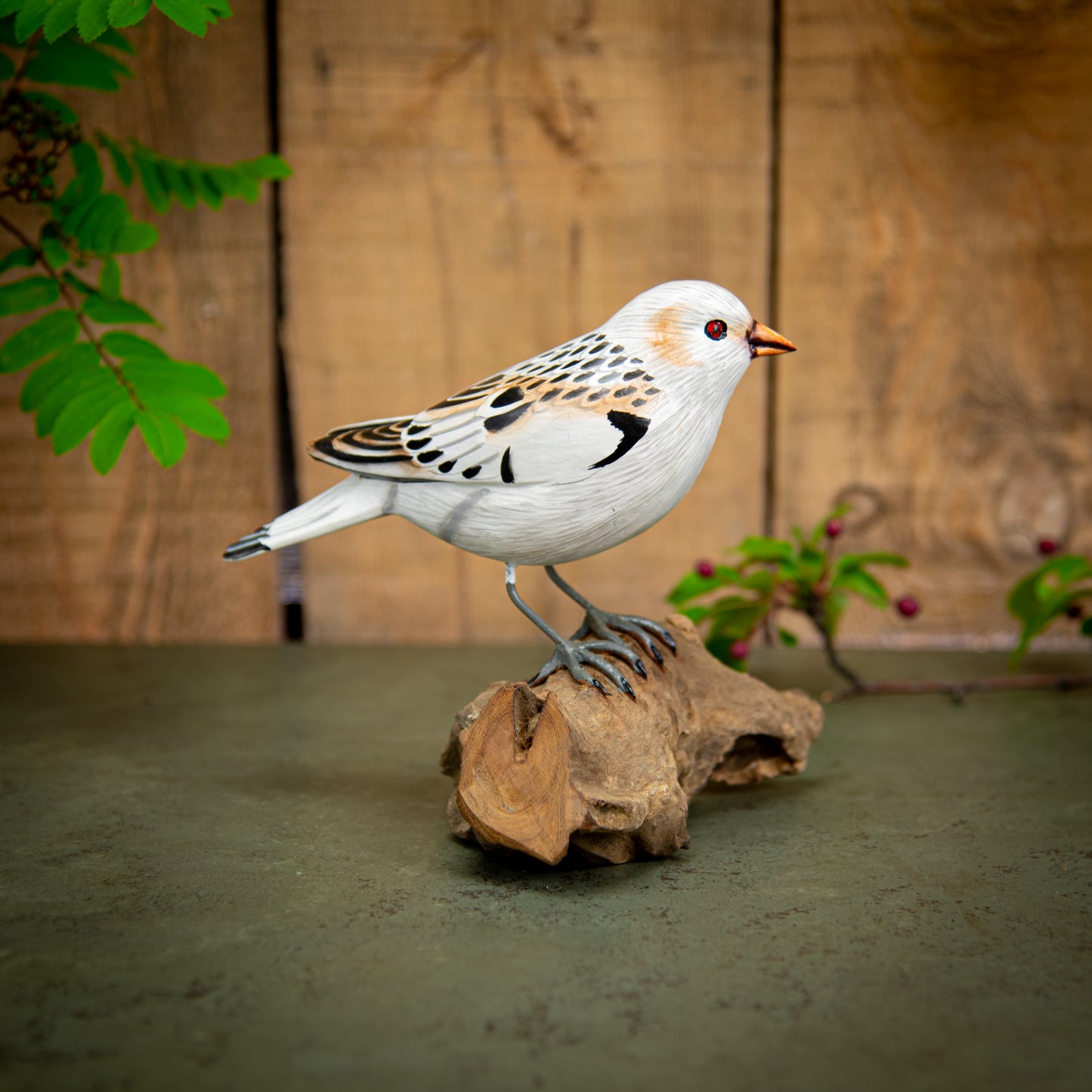 Hand Made Hand Painted Wooden Sculpture of a McKay's Bunting