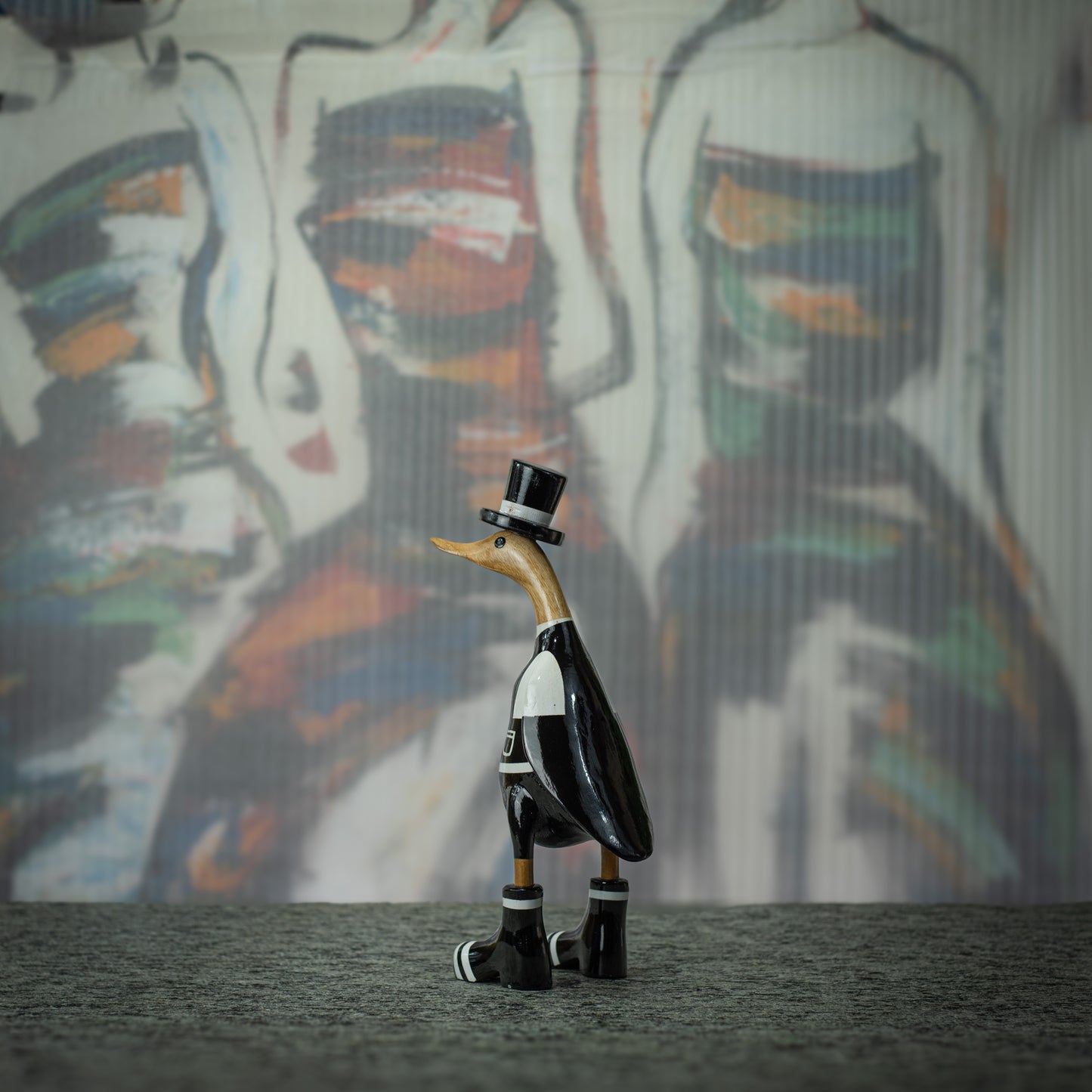 Hand Made Hand Painted Wooden Sculpture of a Magician Duck