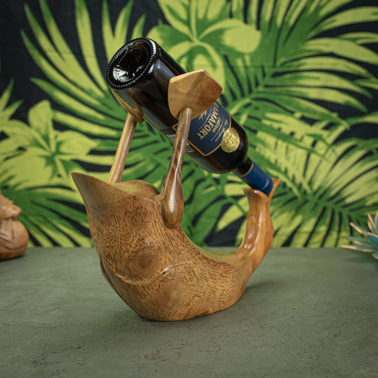 Wooden Wine Holder Lie Down Duck Sculpture