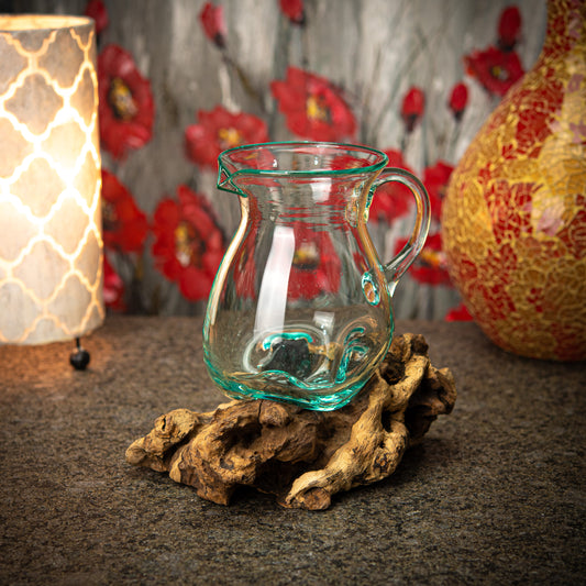 Blown Glass Carafe on Natural Coffee Root Plinth