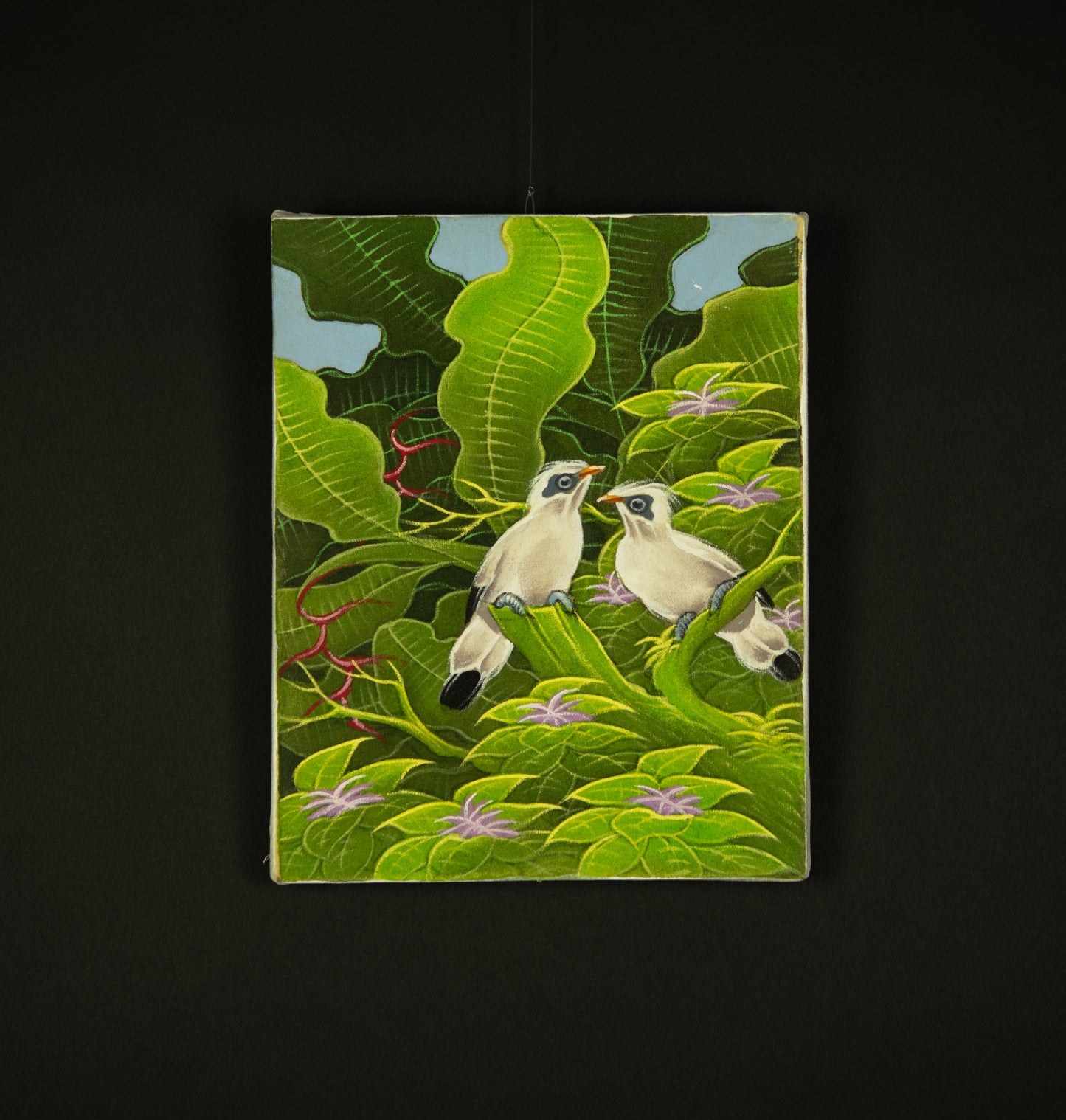 Hand-Painted Traditional Balinese Bird, Oil on Canvas, 20cm x 25cm