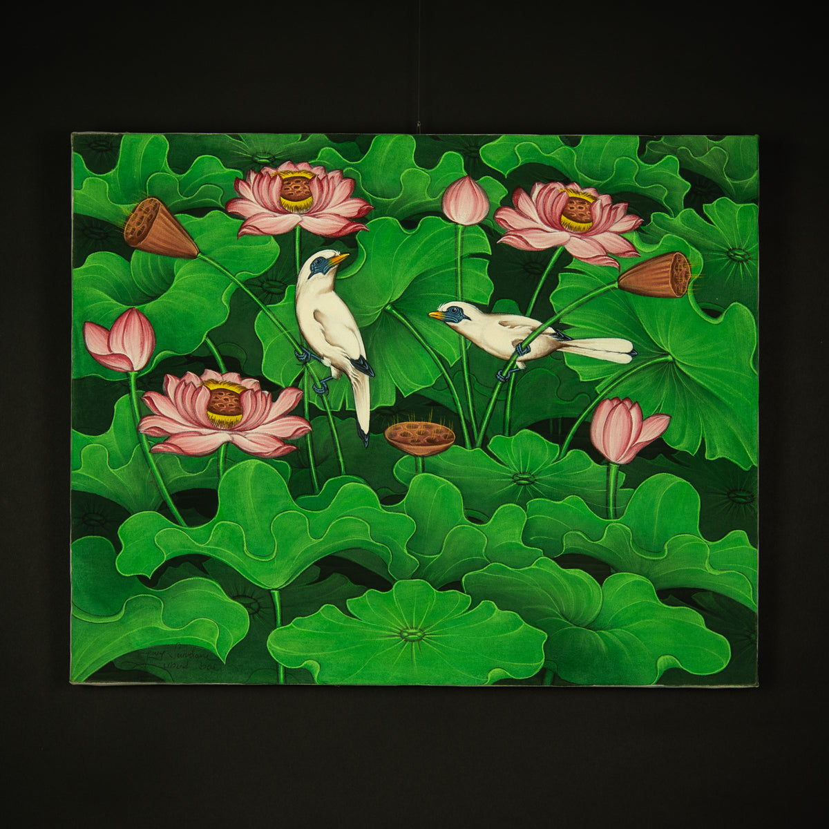 Hand-Painted Traditional Balinese Bird, Oil on Canvas, 40cm x 50cm