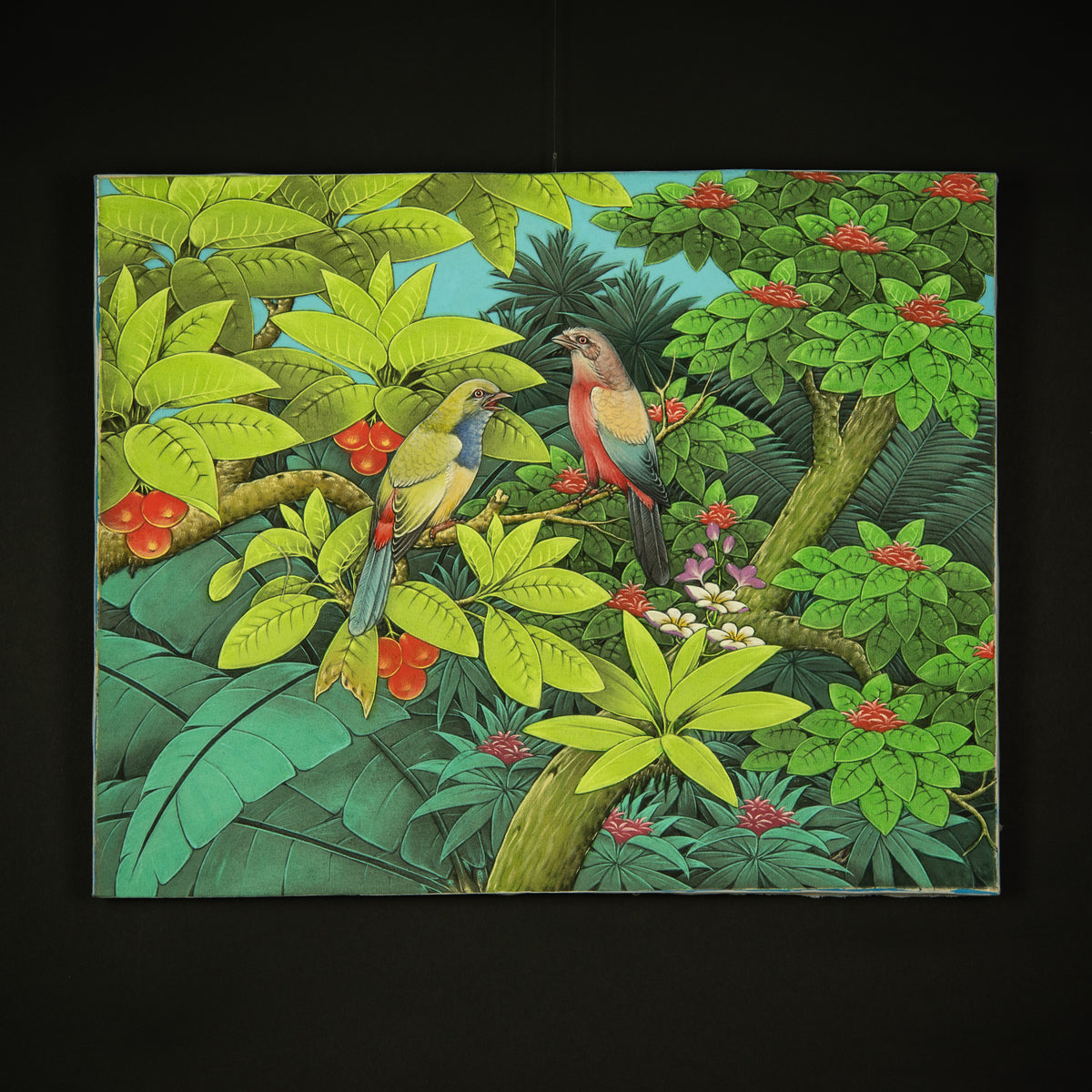 Hand-Painted Traditional Balinese Bird, Oil on Canvas, 40cm x 50cm