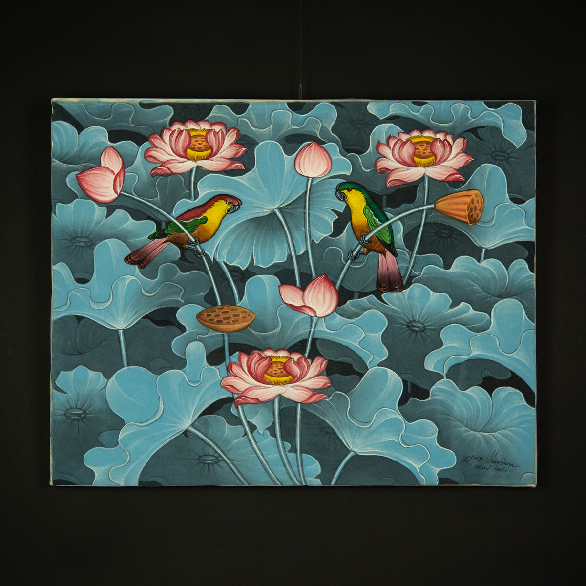 Hand-Painted Traditional Balinese Bird, Oil on Canvas, 40cm x 50cm