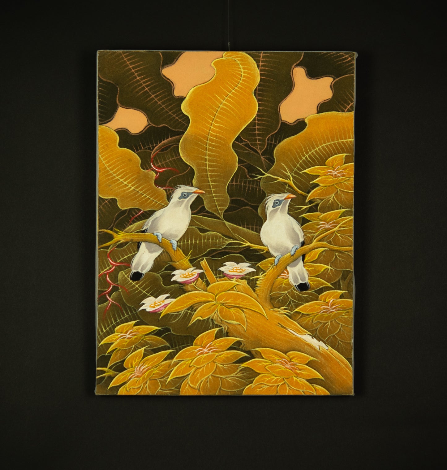 Hand-Painted Traditional Balinese Bird, Oil on Canvas, 30cm x 40cm