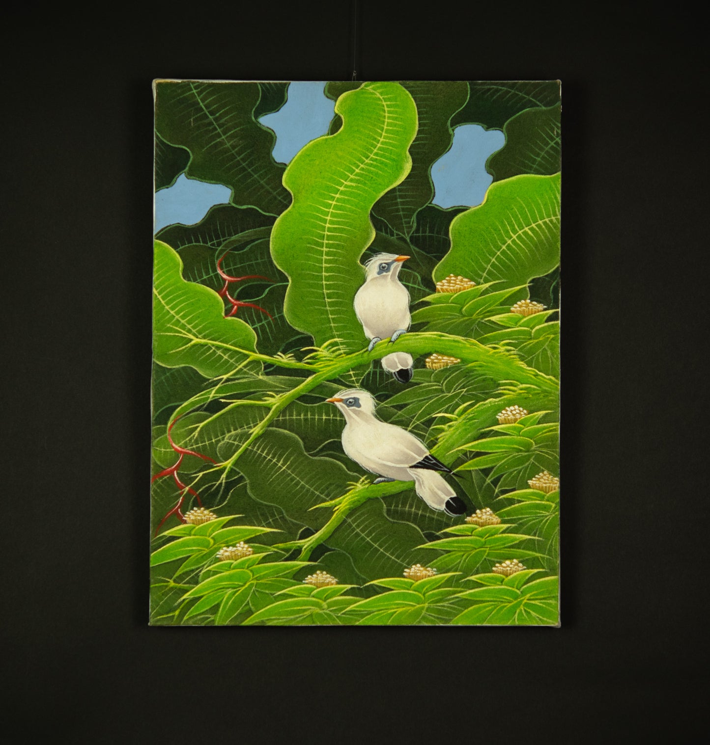 Hand-Painted Traditional Balinese Bird, Oil on Canvas, 30cm x 40cm