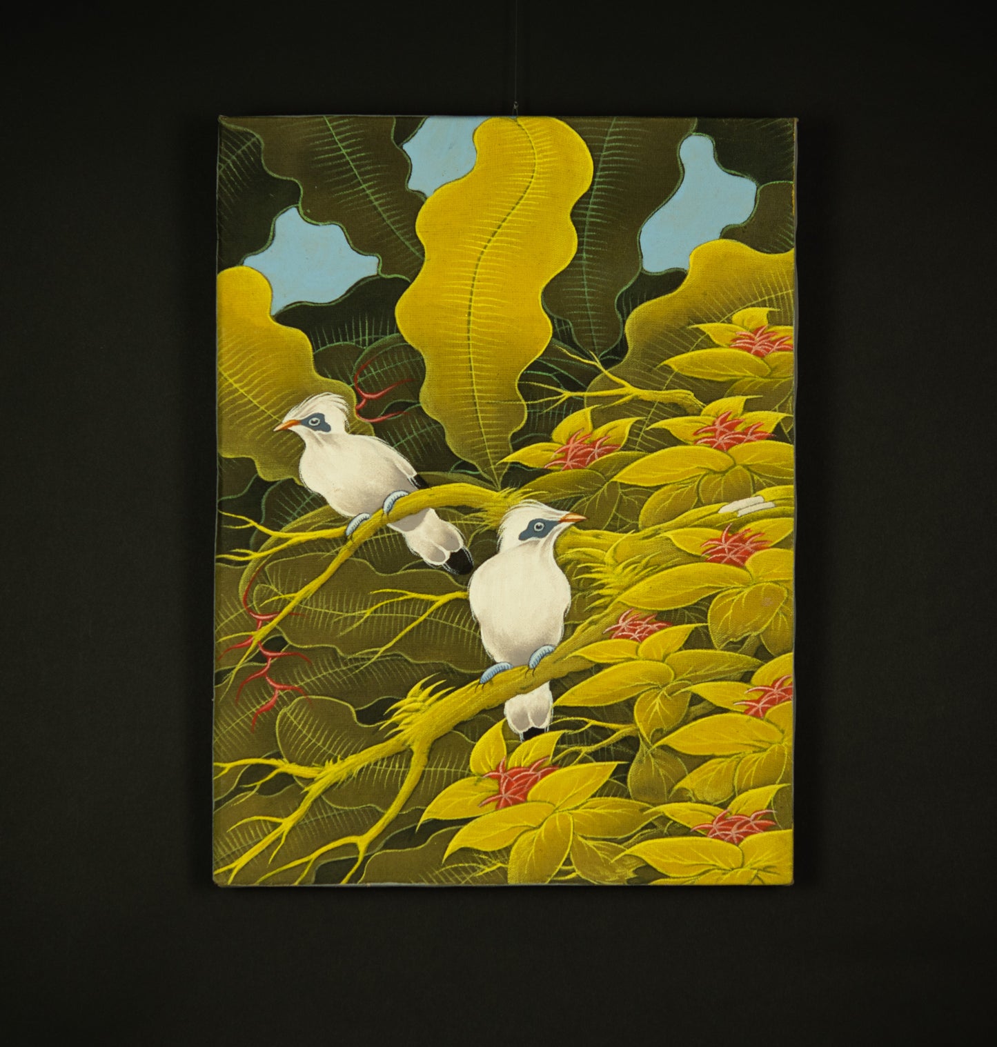 Hand-Painted Traditional Balinese Bird, Oil on Canvas, 30cm x 40cm