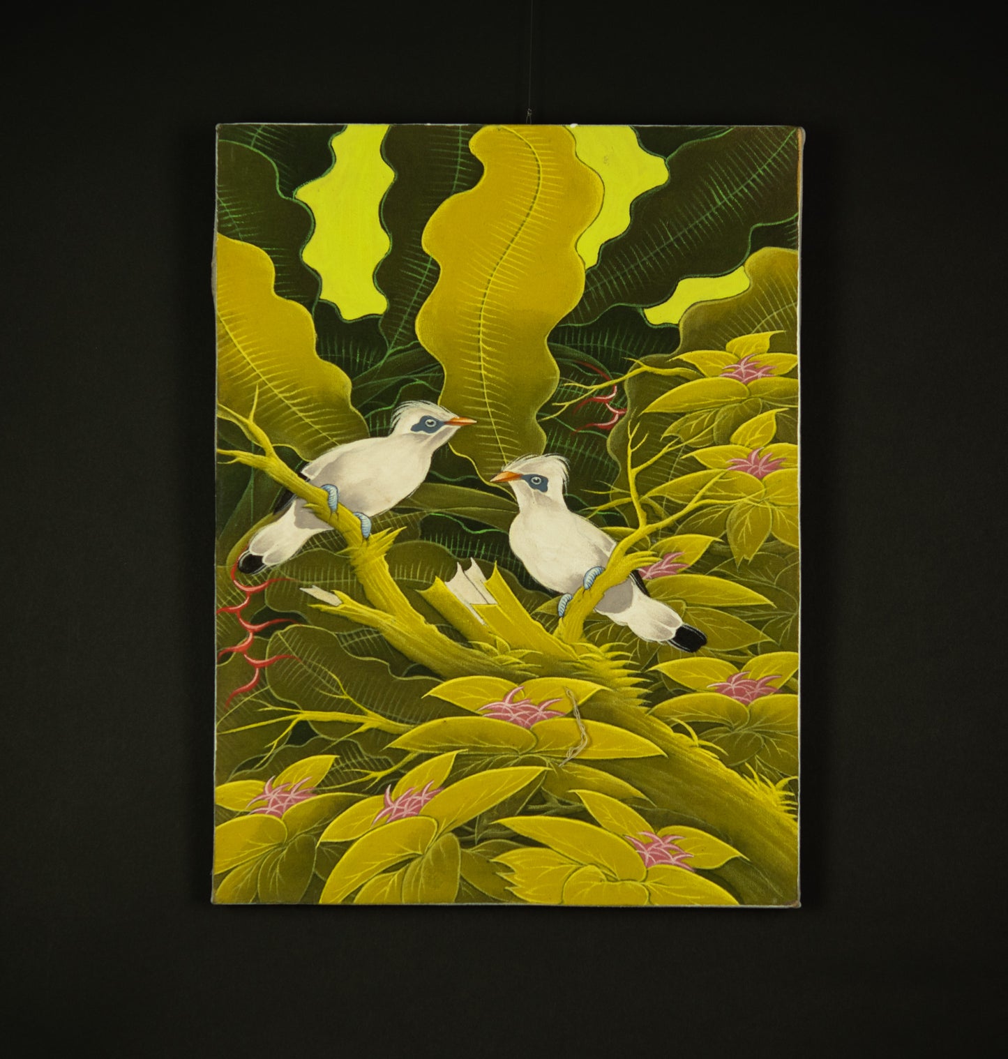 Hand-Painted Traditional Balinese Bird, Oil on Canvas, 30cm x 40cm