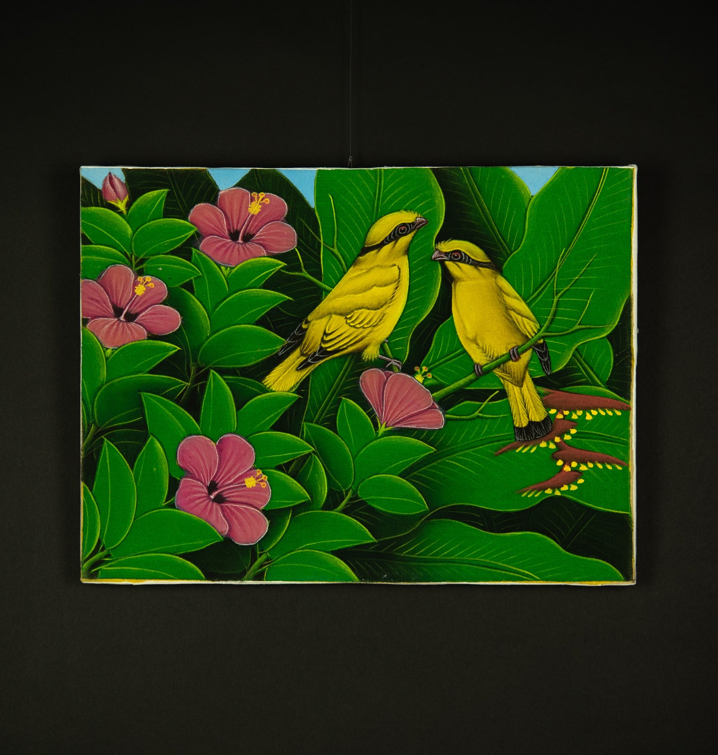 Hand-Painted Traditional Balinese Bird, Oil on Canvas, 40cm x 30cm