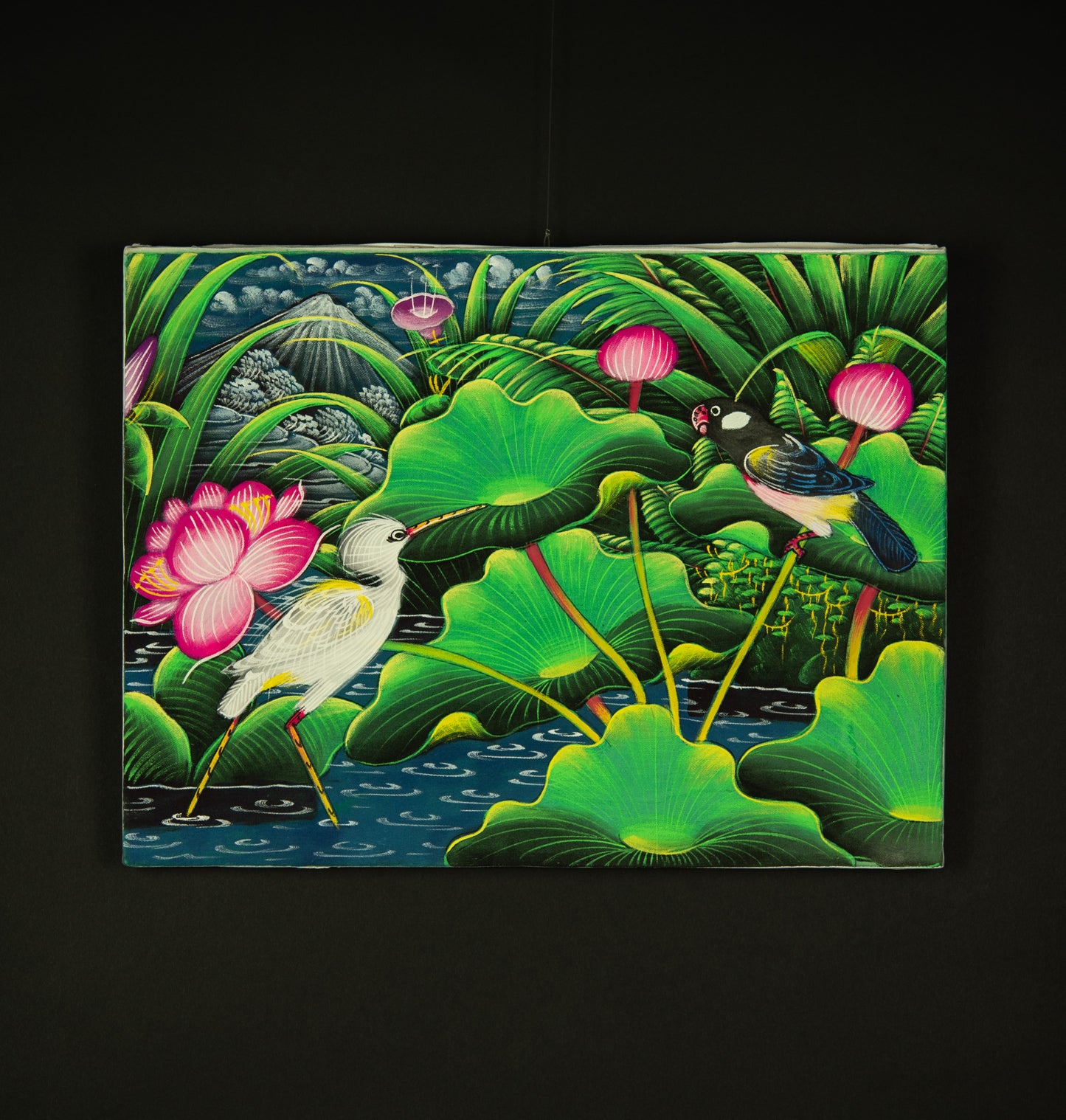 Hand-Painted Traditional Balinese Bird, Oil on Canvas, 40cm x 30cm