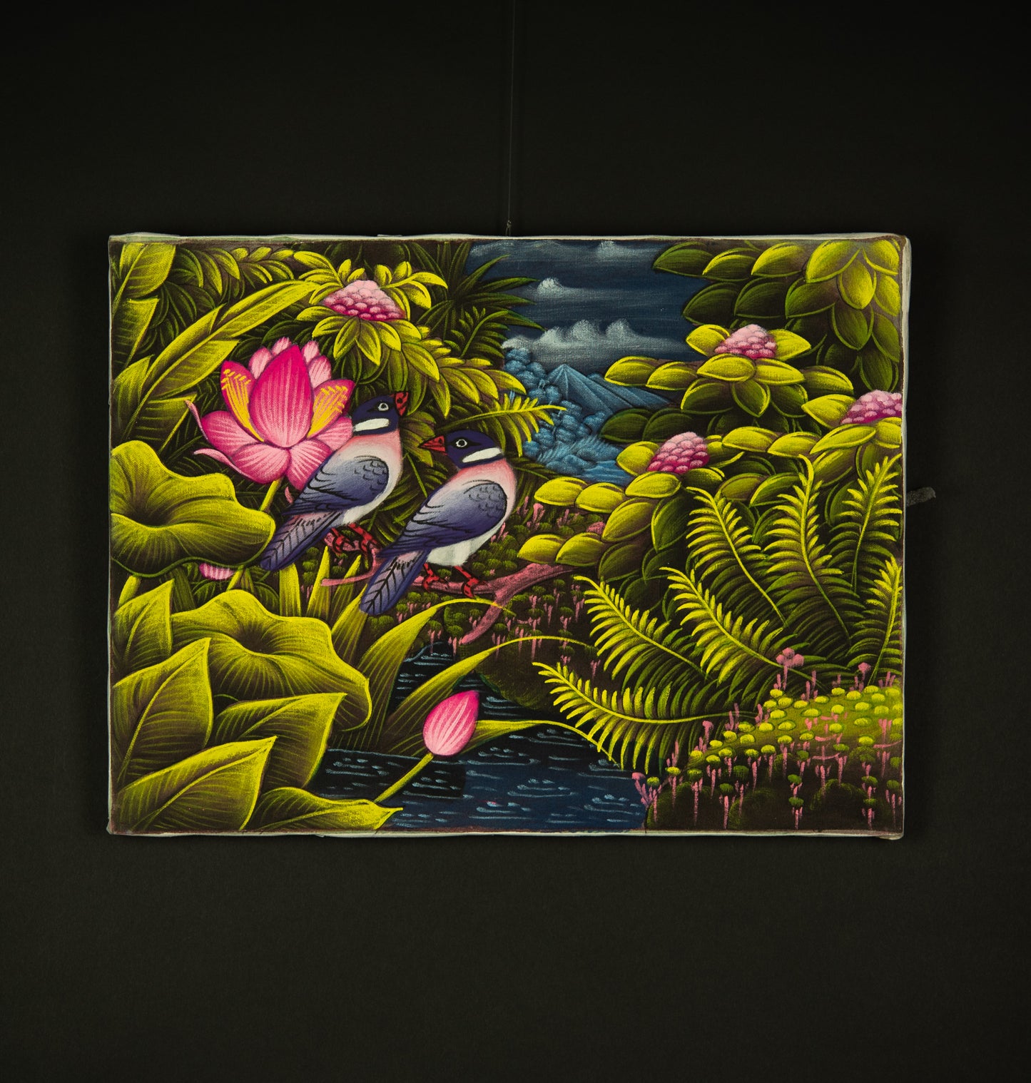 Hand-Painted Traditional Balinese Bird, Oil on Canvas, 40cm x 30cm