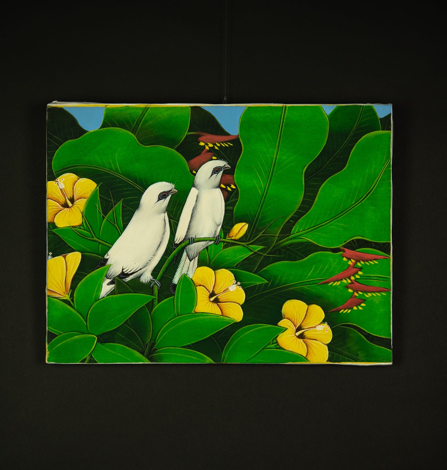 Hand-Painted Traditional Balinese Bird, Oil on Canvas, 40cm x 30cm