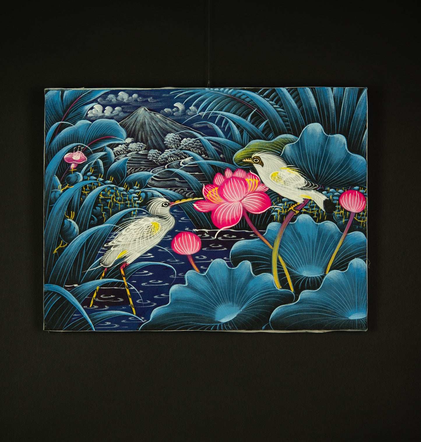 Hand-Painted Traditional Balinese Bird, Oil on Canvas, 40cm x 30cm