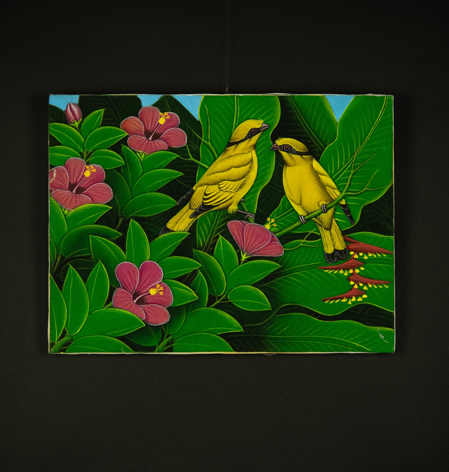 Hand-Painted Traditional Balinese Bird, Oil on Canvas, 40cm x 30cm