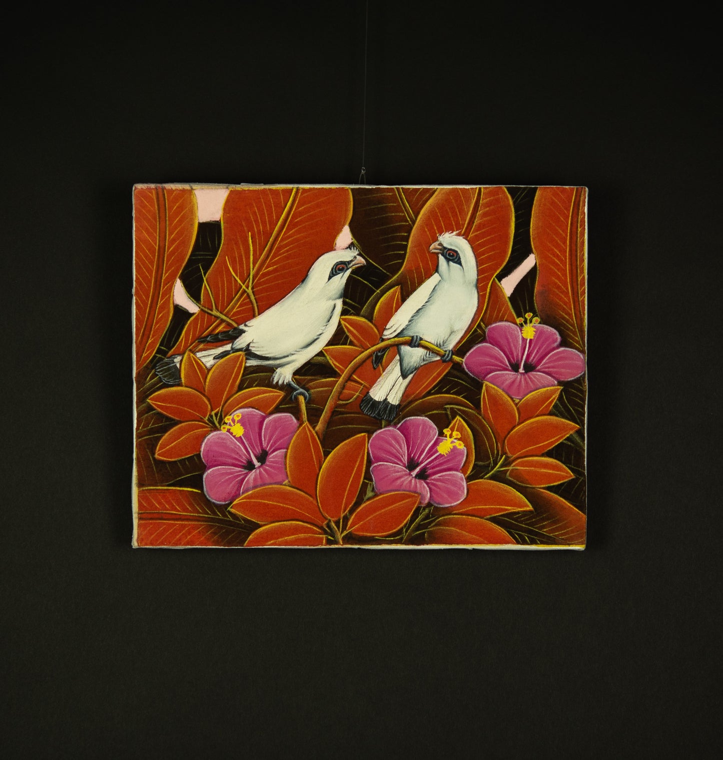 Hand-Painted Traditional Balinese Bird, Oil on Canvas, 25cm x 20cm