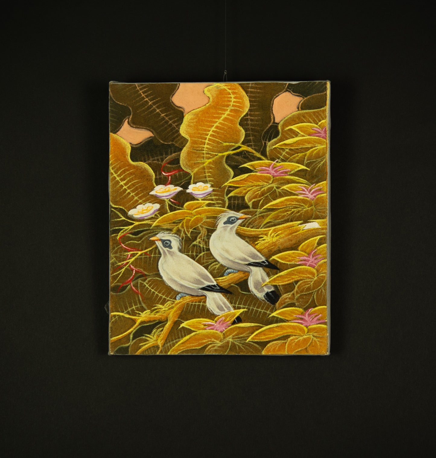 Hand-Painted Traditional Balinese Bird, Oil on Canvas, 20cm x 25cm