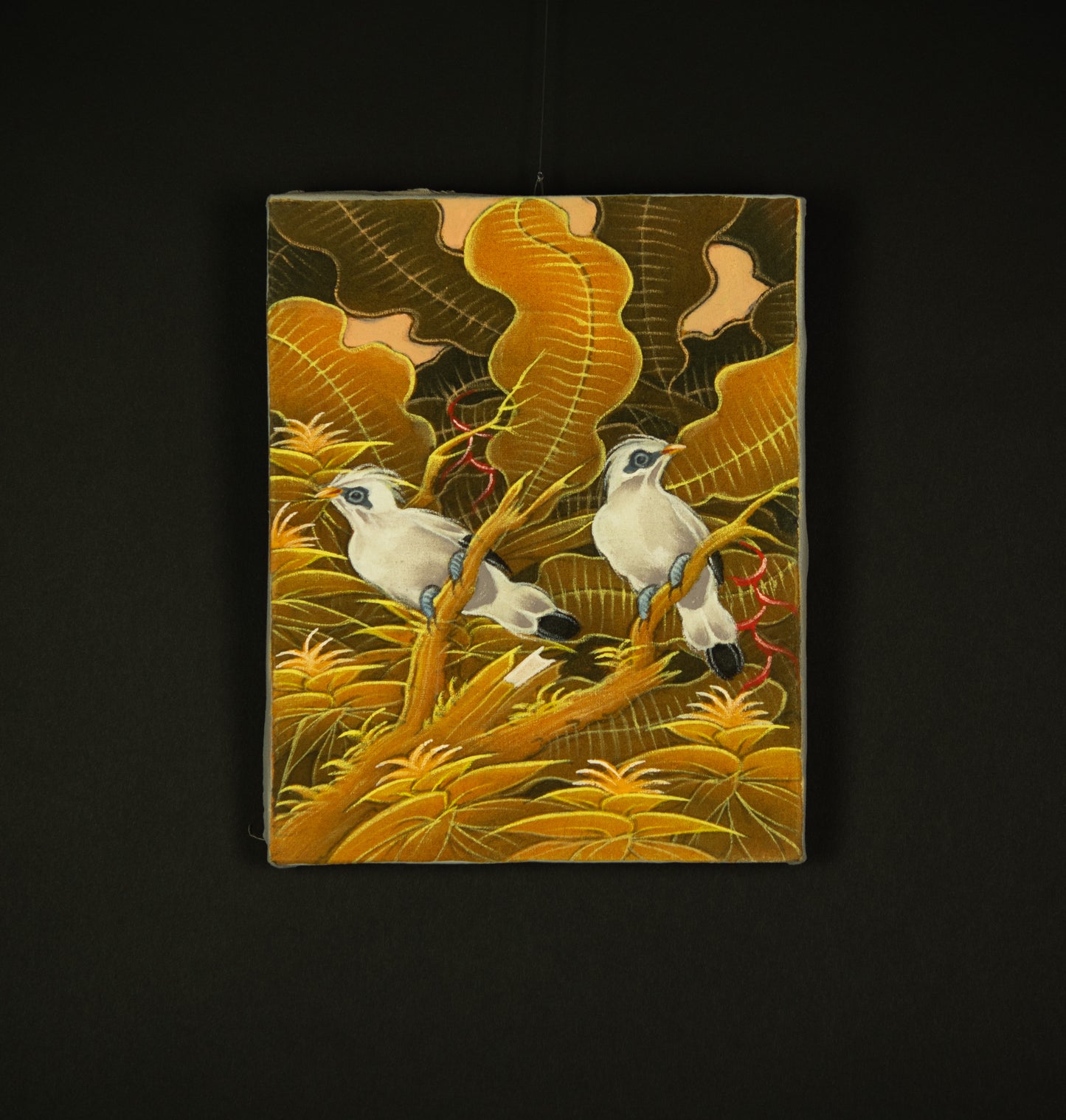 Hand-Painted Traditional Balinese Bird, Oil on Canvas, 20cm x 25cm