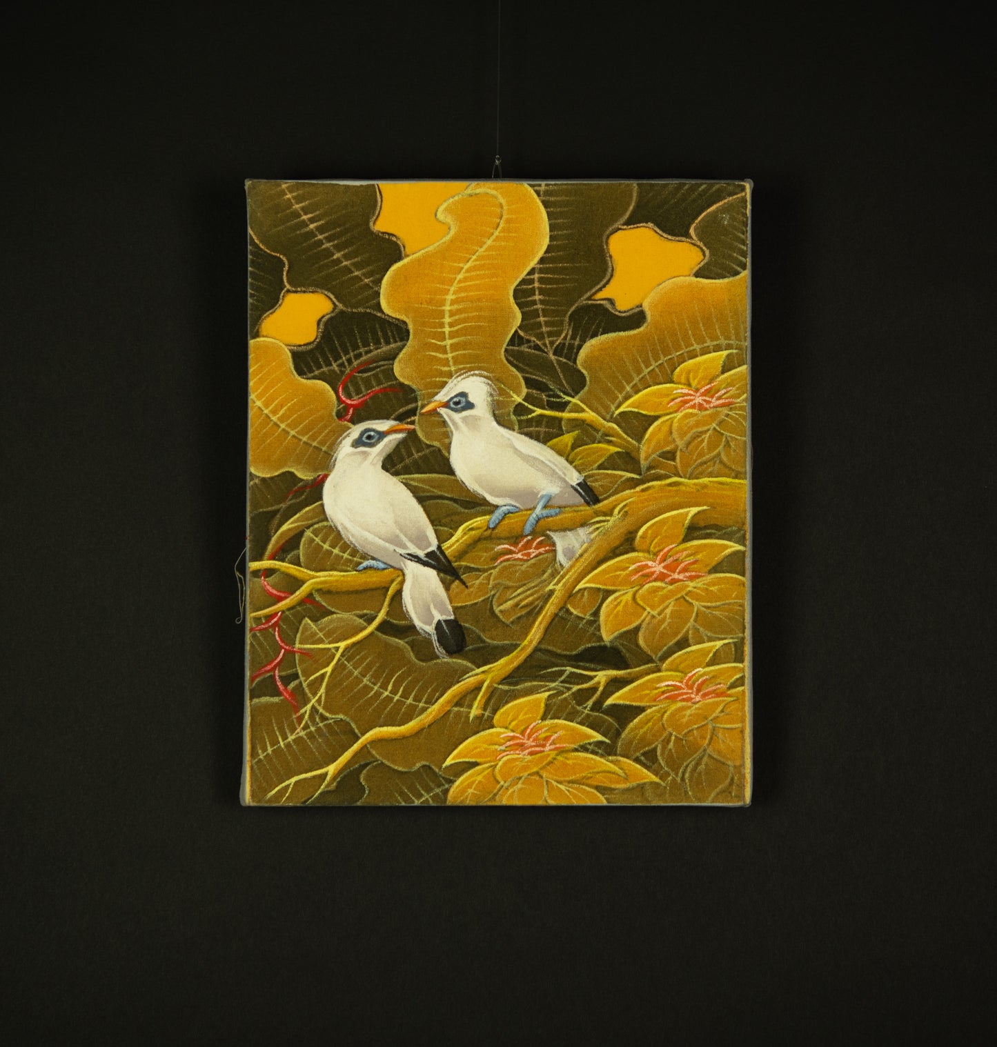 Hand-Painted Traditional Balinese Bird, Oil on Canvas, 20cm x 25cm