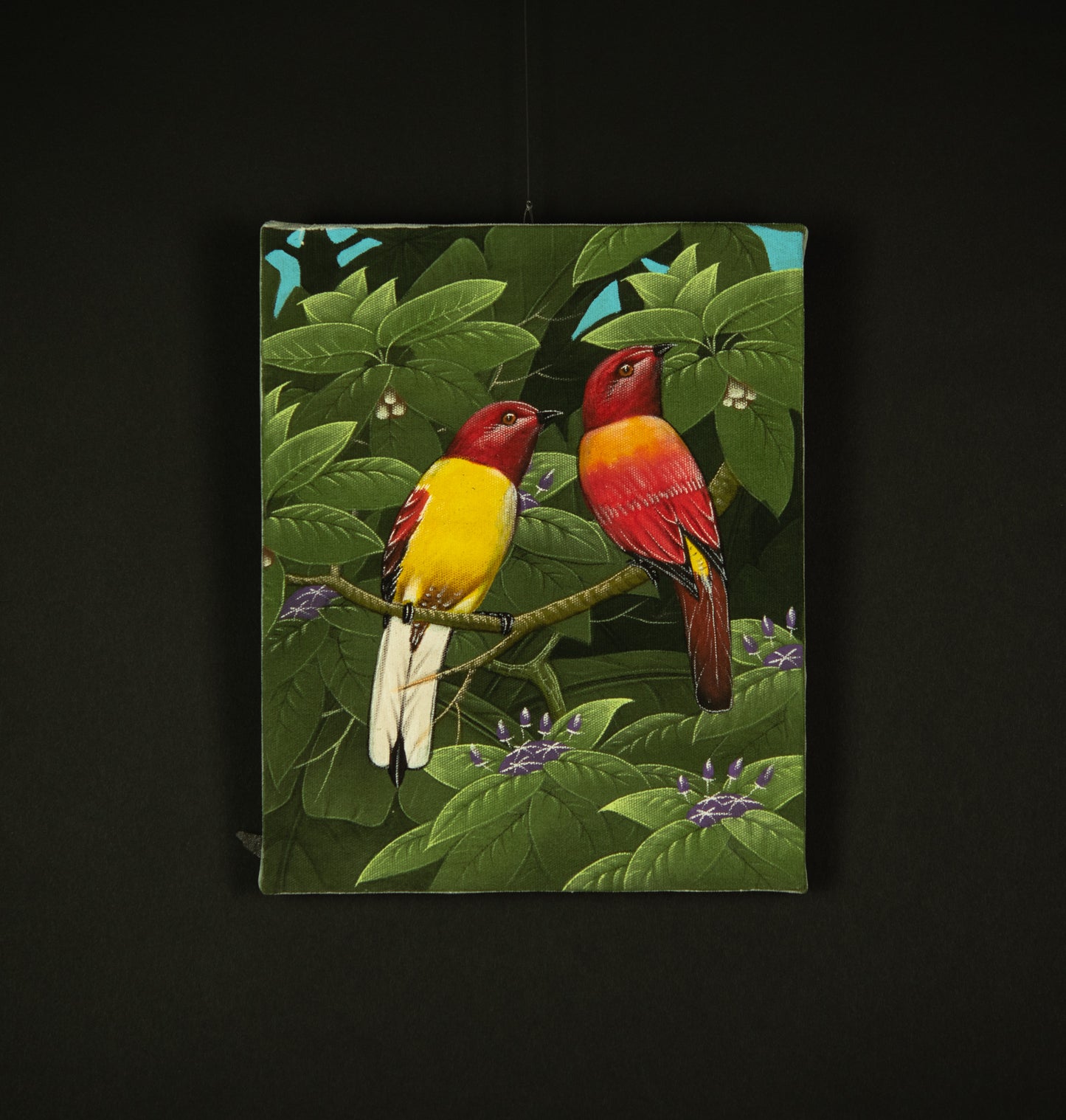 Hand-Painted Traditional Balinese Bird, Oil on Canvas, 20cm x 25cm