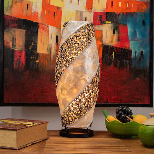 Hand Made Apollo Lamp with Spiral Mother of Pearl & Seashell