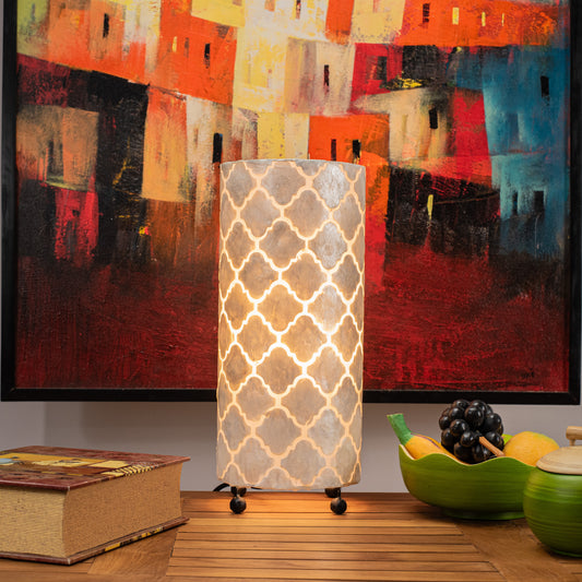 Hand Made Cylinder Lamp with Mother of Pearl