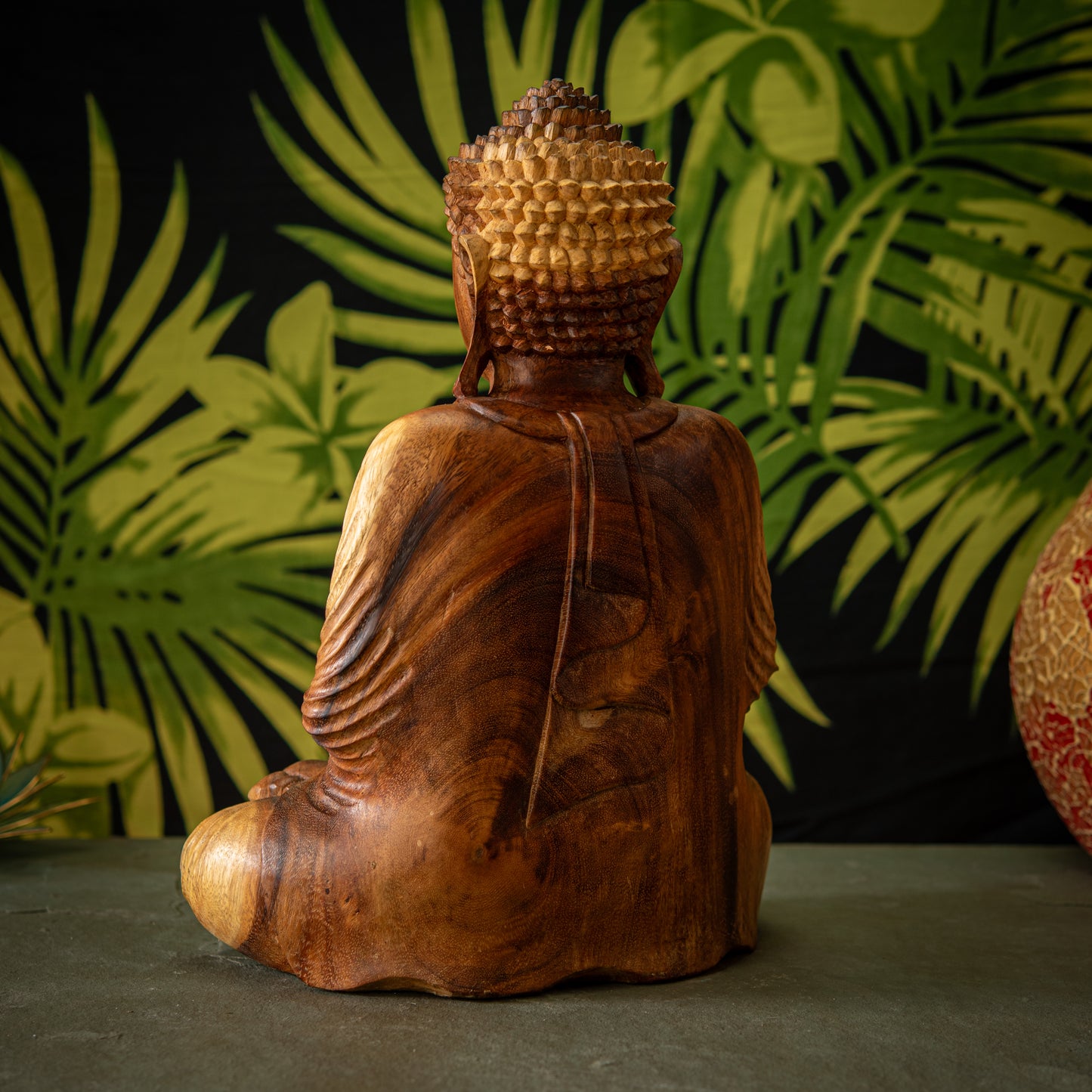 Hand Carved Natural Wooden Praying Buddha Sculpture