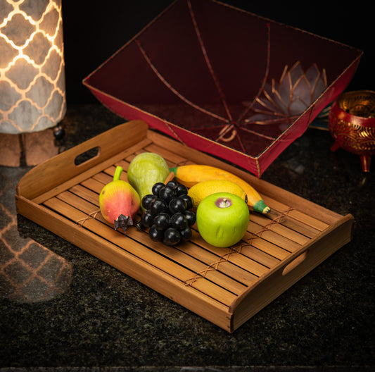 Hand-Made Bamboo Tray with Net Cover