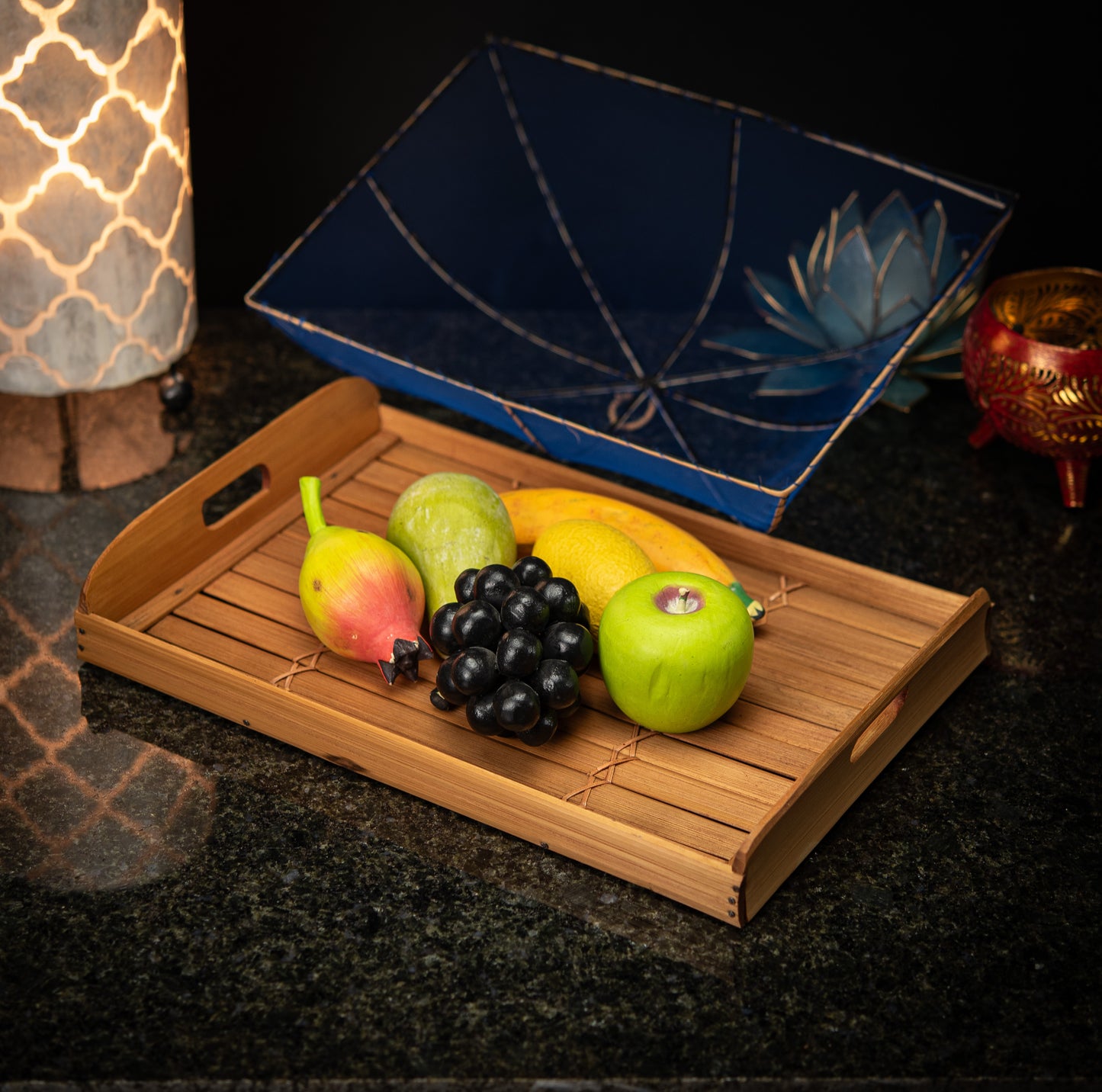 Hand-Made Bamboo Tray with Net Cover