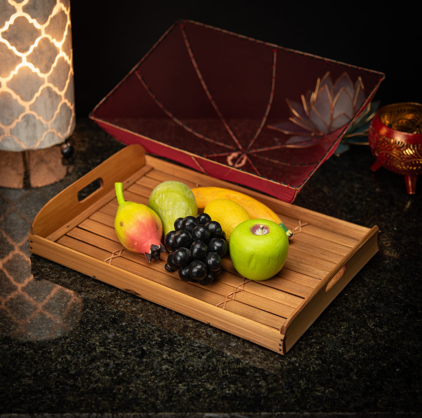 Hand-Made Bamboo Tray with Net Cover