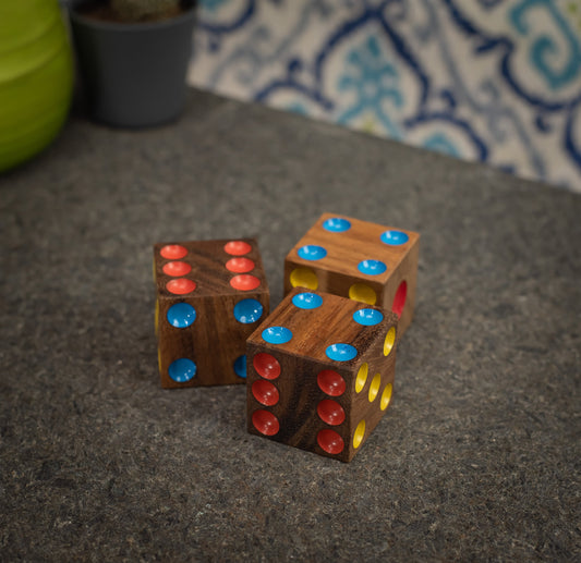 Pack Of Three Handmade Wooden Dice