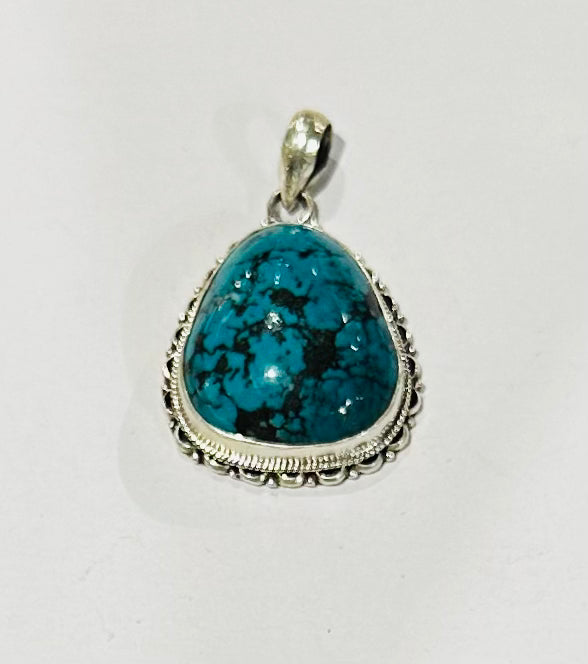 Sterling Silver Triangle Pendent with Turquoise