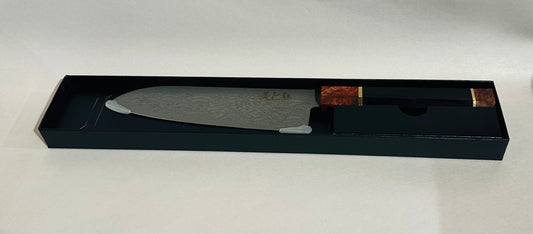 Hand Made 110 Layer Damascus Steel knife with a Black Walnut & Burl Wood Handle