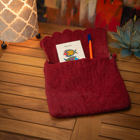 Leaf Wool Crossbody Bag with Zip