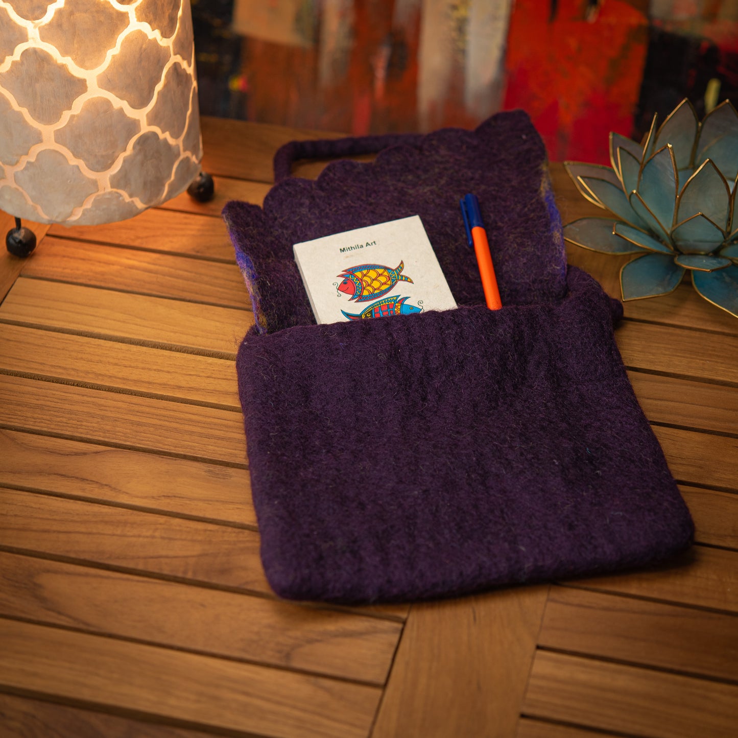 Leaf Wool Crossbody Bag with Zip