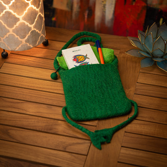 Frog Wool Crossbody Bag with Zip