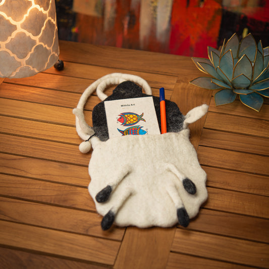 Sheep Wool Crossbody Bag with Zip